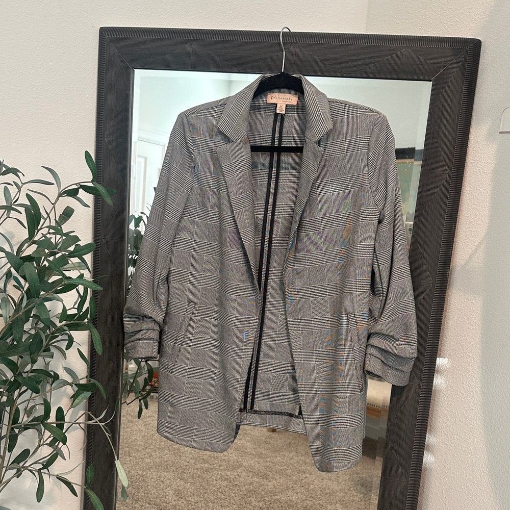Philosophy Black and White Checkered Blazer